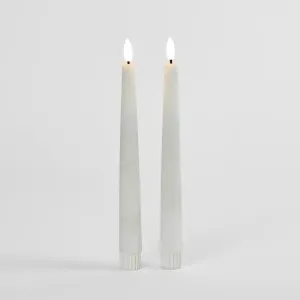 LED Battery Operated Wax Taper Candles Set of 2 White 22cm by OneWorld Collection, a Lanterns for sale on Style Sourcebook