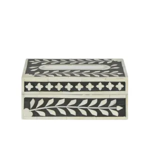 Aurora Bone Inlay Tissue Box Black/White by OneWorld Collection, a Decor for sale on Style Sourcebook