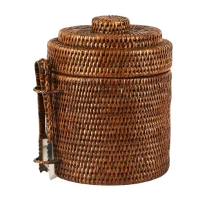 Paume Rattan Ice Bucket w Tong Antique Brown by OneWorld Collection, a Barware for sale on Style Sourcebook