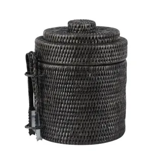 Paume Rattan Ice Bucket w Tong Black by OneWorld Collection, a Barware for sale on Style Sourcebook