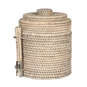 Paume Rattan Ice Bucket w Tong White Wash by OneWorld Collection, a Barware for sale on Style Sourcebook