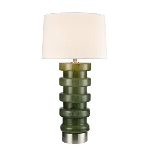 Remy Green Glass Table Lamp & White Shade by OneWorld Collection, a Table & Bedside Lamps for sale on Style Sourcebook