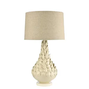 Petal Ceramic Table Lamp with Natural Linen Shade by OneWorld Collection, a Table & Bedside Lamps for sale on Style Sourcebook