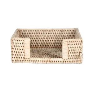 Paume Rattan Square Napkin Box White Wash by OneWorld Collection, a Tableware for sale on Style Sourcebook