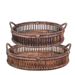Trays Rattan Set of 2 Bahama Brown by OneWorld Collection, a Tableware for sale on Style Sourcebook
