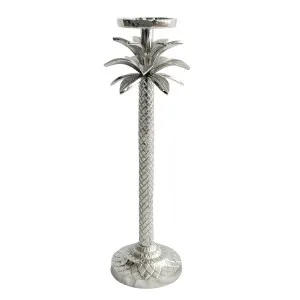 Raffles Palm Candle Stick Silver Medium by OneWorld Collection, a Lanterns for sale on Style Sourcebook