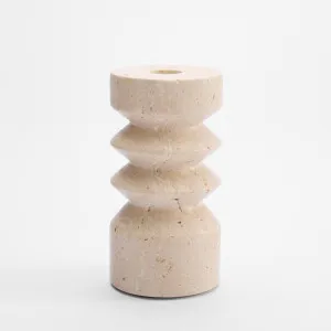 Arlo Travertine Candle Stand Sml by Florabelle Living, a Lanterns for sale on Style Sourcebook