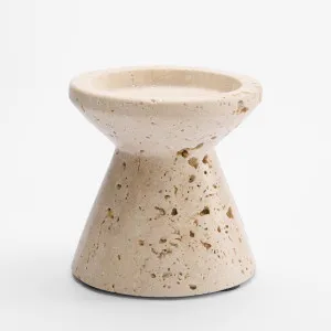 Hinde Travertine Candle Stand Sml by Florabelle Living, a Lanterns for sale on Style Sourcebook