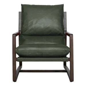 Joanna Occasional Chair in Leather Olive / Dark Choc by OZ Design, a Chairs for sale on Style Sourcebook