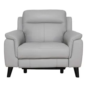 Forbes Recliner Armchair in Leather Pewter by OZ Design, a Chairs for sale on Style Sourcebook