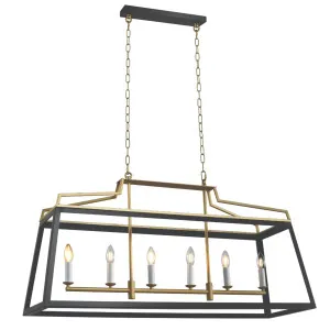 Telbix Monteal 6 Light Pendant Black and Antique Gold by Telbix, a Pendant Lighting for sale on Style Sourcebook