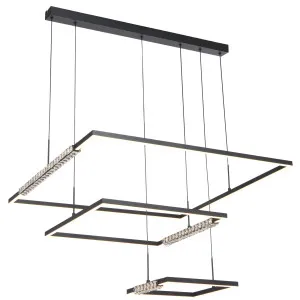 Telbix Zafra 3 Tier Cascading Square Tricolour LED Pendant with Crystals Black by Telbix, a Chandeliers for sale on Style Sourcebook