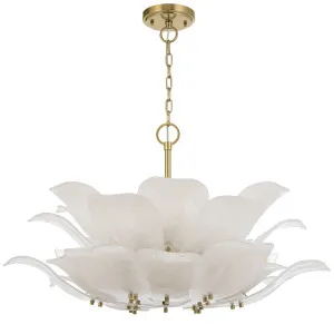 Telbix Monte 12-Light Floral Pendant with Frosted Glass Leaf Motif Brass by Telbix, a Pendant Lighting for sale on Style Sourcebook