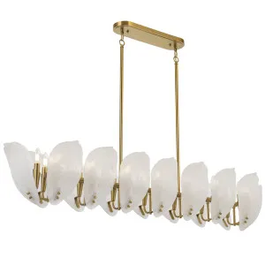 Telbix Monte 16-Light Rectangular Pendant with Frosted Glass Leaf Motif Brass by Telbix, a Pendant Lighting for sale on Style Sourcebook