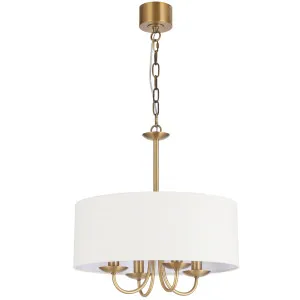 Telbix Shiron Soft Fabric Drum Shade 4 Light Pendant Brass by Telbix, a Pendant Lighting for sale on Style Sourcebook