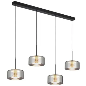 Telbix Cedro Smoked Round Glass Tricolour LED Pendant 4 Light by Telbix, a Pendant Lighting for sale on Style Sourcebook