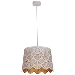 CLA Penshade Floral Laser-Cut Pendant with Curved Rim White by Compact Lamps Australia, a Pendant Lighting for sale on Style Sourcebook