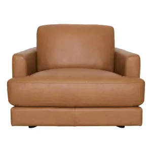 Temple Wide Armchair in Urbane Leather Light Brown by OZ Design, a Chairs for sale on Style Sourcebook