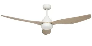 Bahama 52" DC Smart Wifi Enabled ABS Moulded Blade Ceiling Fan With 18W LED Light And Remote Matt White And Whitewash by Brilliant, a Ceiling Fans for sale on Style Sourcebook