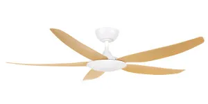 Brilliant Amari 56" (1420mm) Indoor/Outdoor Coastal Ceiling Fan and Remote White & Oak by Brilliant, a Ceiling Fans for sale on Style Sourcebook