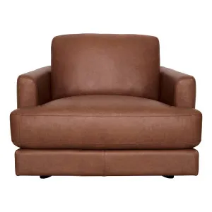 Temple Wide Armchair in Urbane Leather Dark Brown by OZ Design, a Chairs for sale on Style Sourcebook