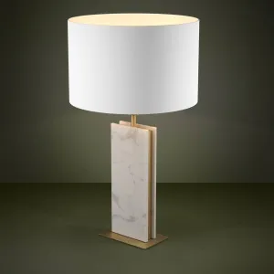 Eglo Belesar Contemporary Table Lamp with Textured Stone Base Brushed Brass by Eglo, a Table & Bedside Lamps for sale on Style Sourcebook