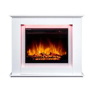 Anala 1500W LED Electric Fireplace with Mantel in White by Luxo Home Decor, a Fireplaces for sale on Style Sourcebook