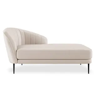 Kaj Velvet Daybed with Right Armrest in Cream by Luxo Furniture, a Outdoor Sunbeds & Daybeds for sale on Style Sourcebook