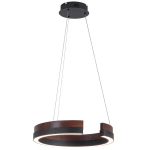 Havit Orah Walnut Timber Sculpted Open Ring LED Pendant Small by Havit, a Pendant Lighting for sale on Style Sourcebook