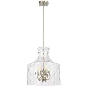 Telbix Perron 4 Light Modern Glass Pendant with Dimpled Decanter-Inspired Shade Nickel by Telbix, a Pendant Lighting for sale on Style Sourcebook