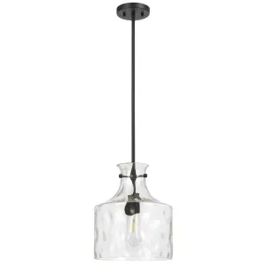 Telbix Perron Modern Glass Pendant with Dimpled Decanter-Inspired Shade Black by Telbix, a Pendant Lighting for sale on Style Sourcebook