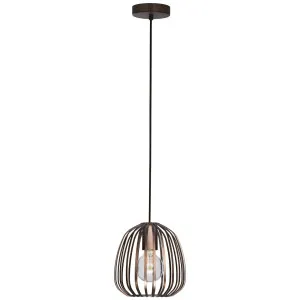 Eglo Espinal 1-Light Minimalist Small Steel Cage Pendant Bronze by Eglo, a Pendant Lighting for sale on Style Sourcebook