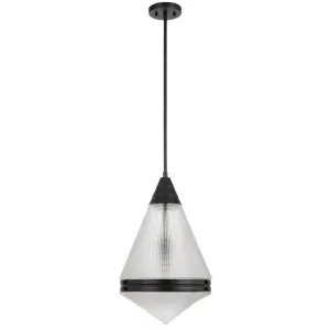 Telbix Harnon Modern Glass Pendant Light with Textured Cone Shade Black by Telbix, a Pendant Lighting for sale on Style Sourcebook