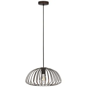 Eglo Espinal 1 Light Minimalist Large Steel Cage Pendant Bronze by Eglo, a Pendant Lighting for sale on Style Sourcebook