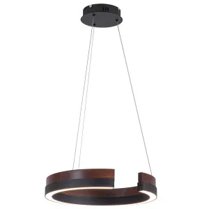 Havit Orah Walnut Timber Sculpted Open Ring LED Pendant Medium by Havit, a Pendant Lighting for sale on Style Sourcebook