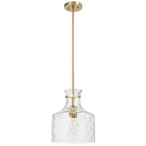Telbix Perron Modern Glass Pendant with Dimpled Decanter-Inspired Shade Antique Gold by Telbix, a Pendant Lighting for sale on Style Sourcebook