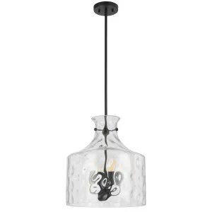 Telbix Perron 4 Light Modern Glass Pendant with Dimpled Decanter-Inspired Shade Black by Telbix, a Pendant Lighting for sale on Style Sourcebook