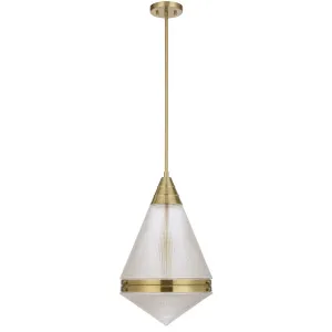 Telbix Harnon Modern Glass Pendant Light with Textured Cone Shade Antique Gold by Telbix, a Pendant Lighting for sale on Style Sourcebook
