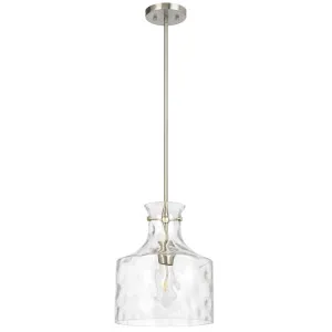Telbix Perron Modern Glass Pendant with Dimpled Decanter-Inspired Shade Nickel by Telbix, a Pendant Lighting for sale on Style Sourcebook