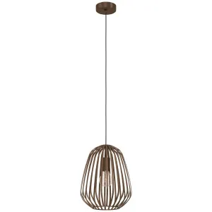 Eglo Espinal 1 Light Minimalist Small Steel Cage Pendant Bronze by Eglo, a Pendant Lighting for sale on Style Sourcebook