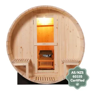 Luola 2 Person Outdoor Barrel Sauna - Pine by Luxo Saunas, a Saunas for sale on Style Sourcebook