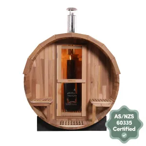 Luola 2 Person Outdoor Barrel Sauna - Cedar Red by Luxo Saunas, a Saunas for sale on Style Sourcebook