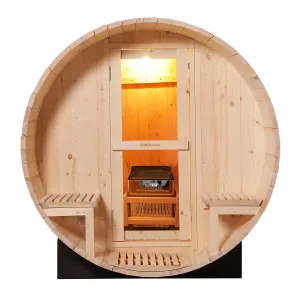 Luola 4 Person Outdoor Barrel Sauna - Pine by null, a Saunas for sale on Style Sourcebook