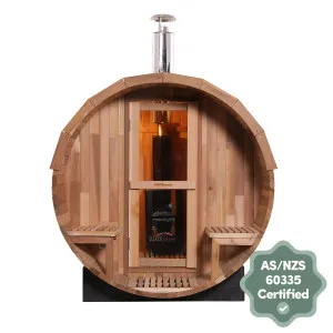 Luola 4 Person Outdoor Barrel Sauna - Cedar Red by Luxo Saunas, a Saunas for sale on Style Sourcebook