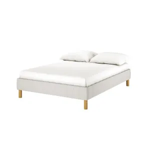 Gallus Linen Upholstered Fabric Bed Base - Grey by Luxo, a Saunas for sale on Style Sourcebook