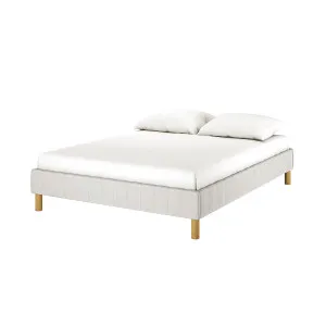 Gallus Linen Upholstered Fabric Bed Base - Grey by Luxo, a Saunas for sale on Style Sourcebook