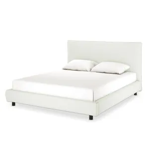 Havvan Linen Upholstered  Fabric Bed Frame - White Off by Luxo, a Saunas for sale on Style Sourcebook