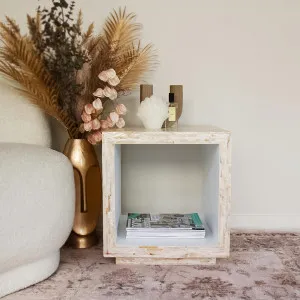Aurora 42cm Mother of Pearl Inlay Side Table by Luxo Home Decor, a Saunas for sale on Style Sourcebook