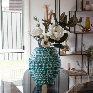 Laila 36cm Mother of Pearl Inlay Vase by Luxo Home Decor, a Saunas for sale on Style Sourcebook
