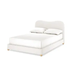 Ginnie Curved Bouclé Bed Frame - White Cream by Luxo, a Saunas for sale on Style Sourcebook
